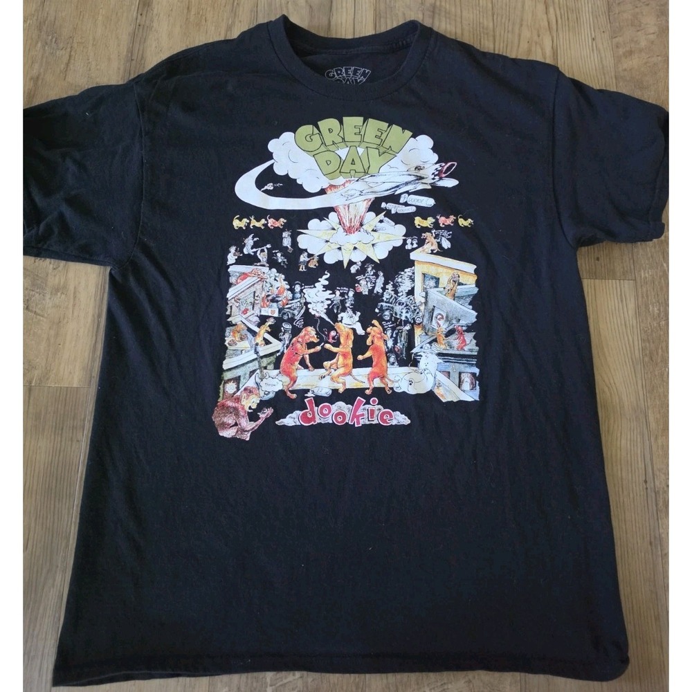 Green Day Dookie Album Cover Graphic T-Shirt Black Sz L